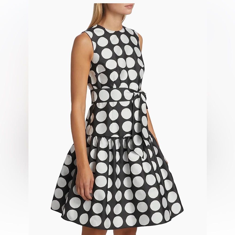 Kate Spade New York Mainline Julia Art Dot Jacquard Taffeta Midi Dress size 6
